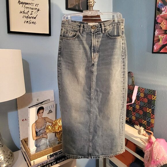 The GREAT The Column Skirt In Monterey Wash - Picture 2 of 11